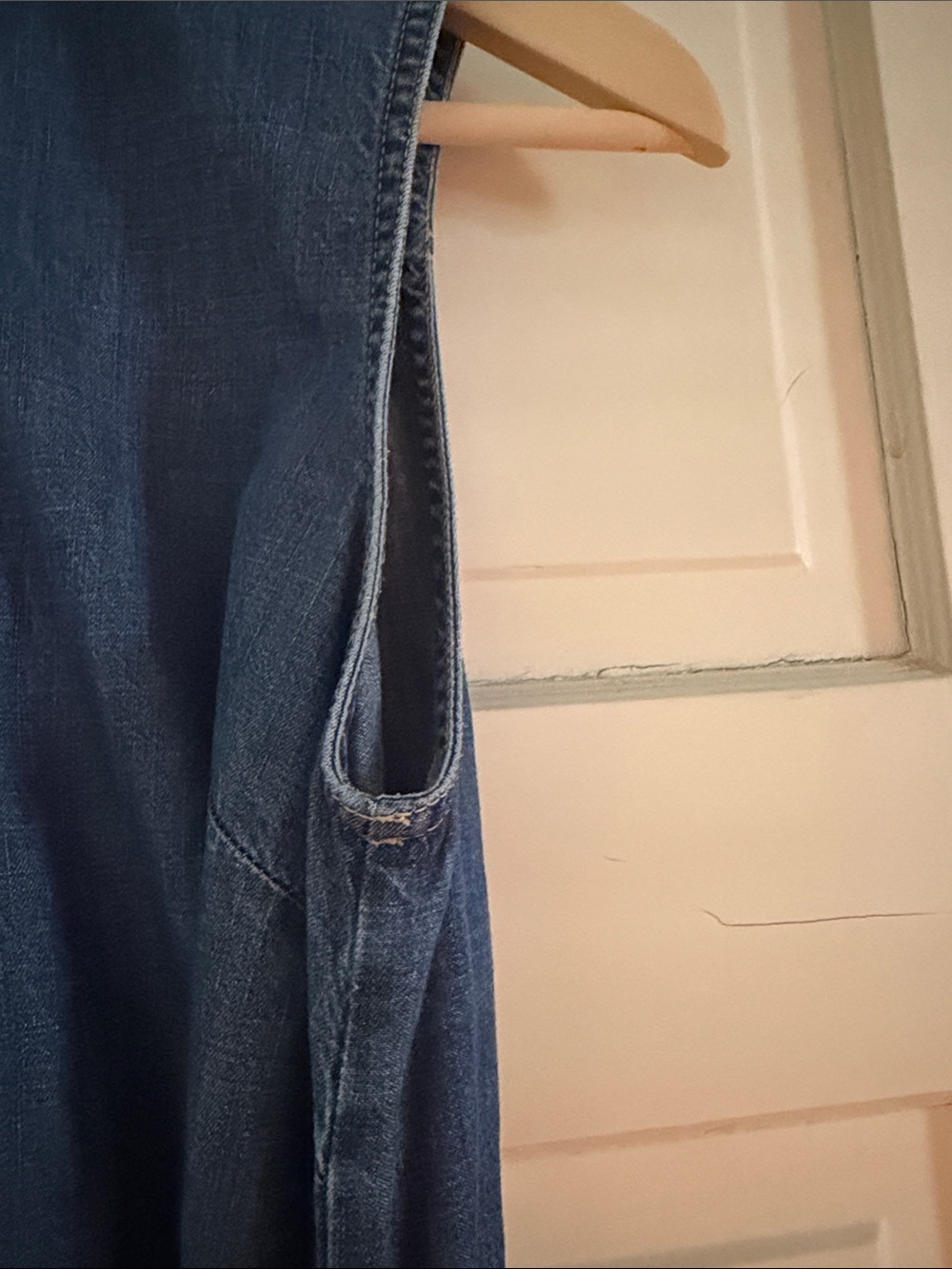 Tommy Hilfiger Sleeveless Denim Midi Dress in Dark Blue with Tie Waist - Picture 6 of 13
